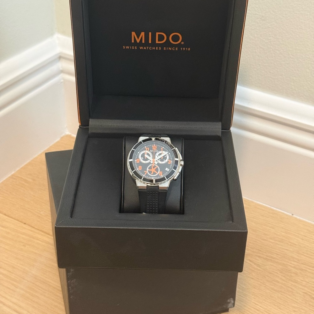 Mido Black & Silver Chronograph Watch